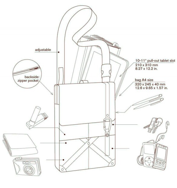 Borsa a tracolla TabBag per tablet e computer portatile 13" - Héritage