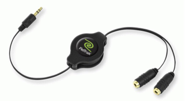 Splitter audio jack 3,5 mm retrattile Retrak – 1 m
