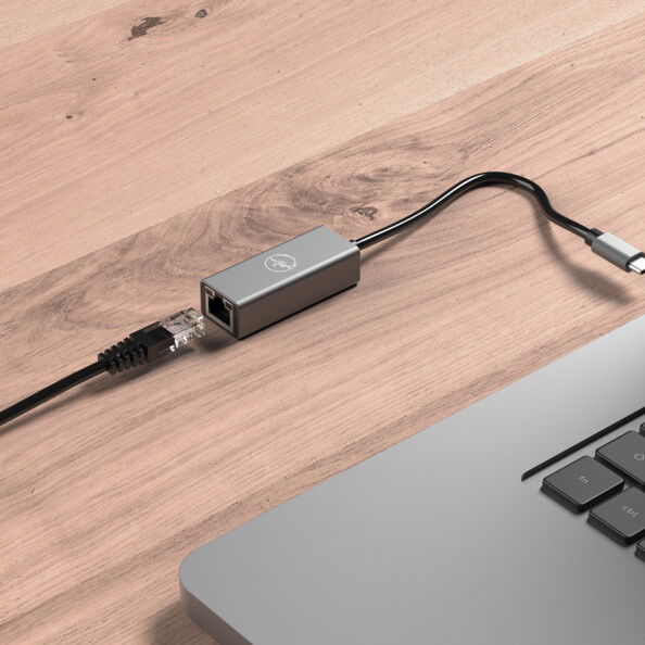 Adattatore RJ45 USB Type C nero: connessione di rete stabile e immediata