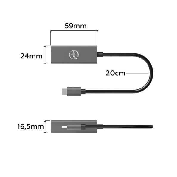 Adattatore RJ45 USB Type C nero: connessione di rete stabile e immediata