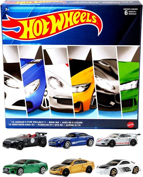 Hot Wheels Cofanetto 6 Veicoli Euro velocità e stile da collezione