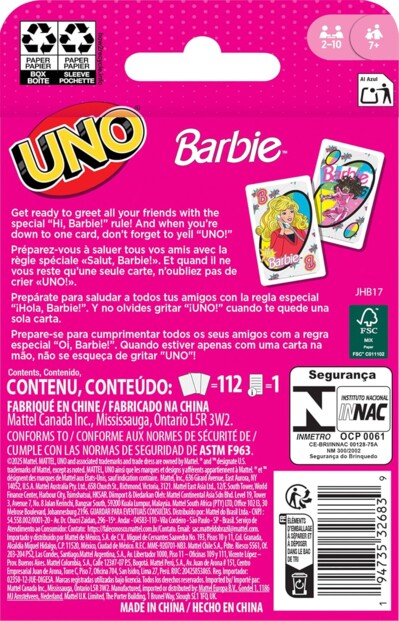Gioco di Carte UNO Barbie Mattel