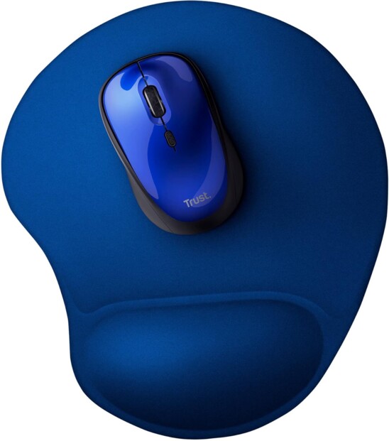 Tappetino mouse ergonomico Trust blu con poggiapolso in gel