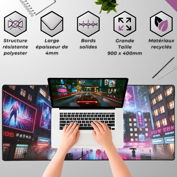 Tappetino gaming XXL PAD CYBERCITY 900 × 400 mm