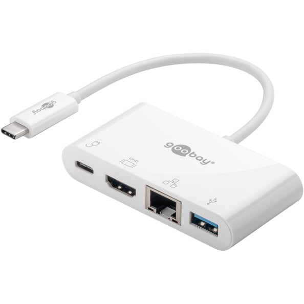 Adattatore USB-C multiporta 4 in 1 con HDMI 4K, Gigabit Ethernet e Power
