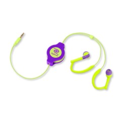 Auricolari in-ear retrattili Sport - Viola/Giallo